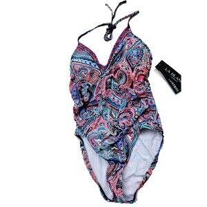 LA BLANCA Women's Swirling Around Paisley One Piece Swimsuit  sz 4 Multi